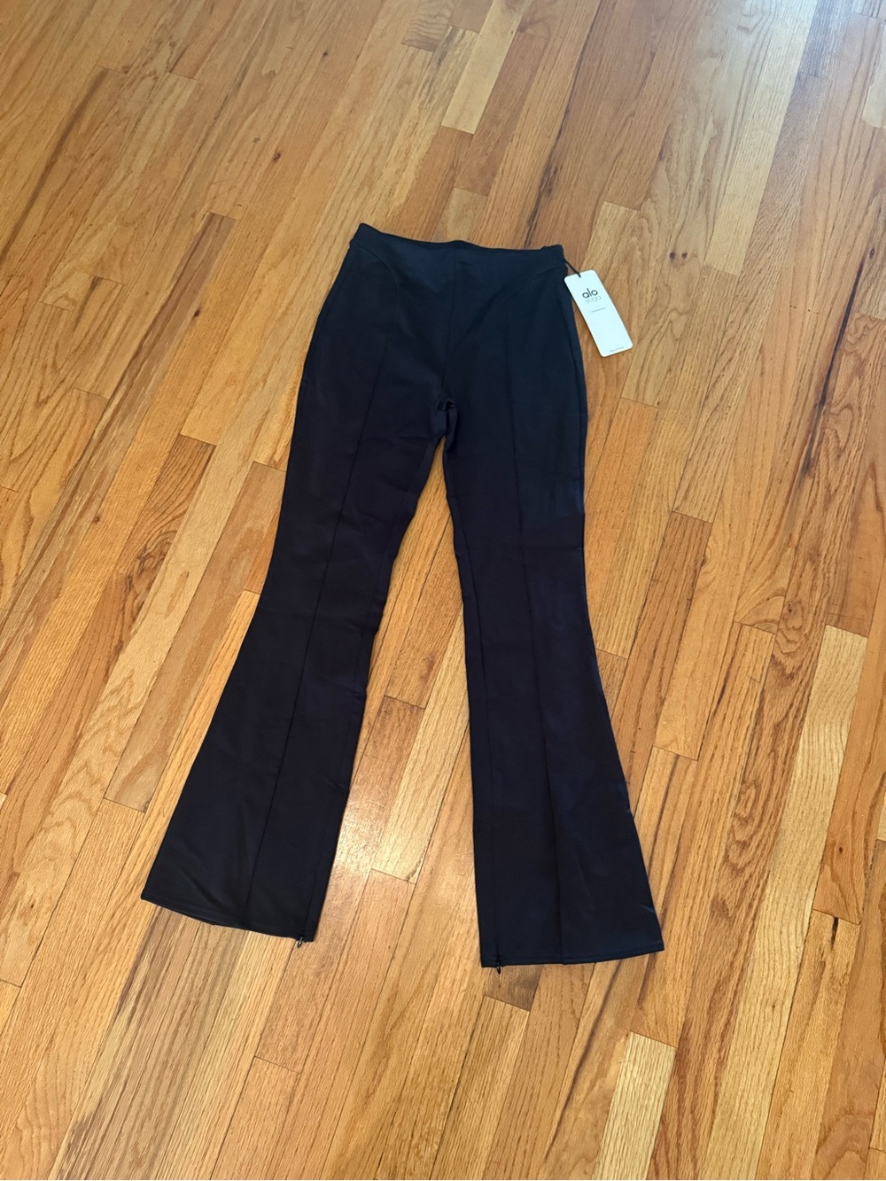 ALO Yoga Black Flare Pants with Front Seam